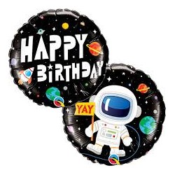 BALLON METALLIQUE HAPPY BIRTHDAY ASTRONAUTE 45 CM 