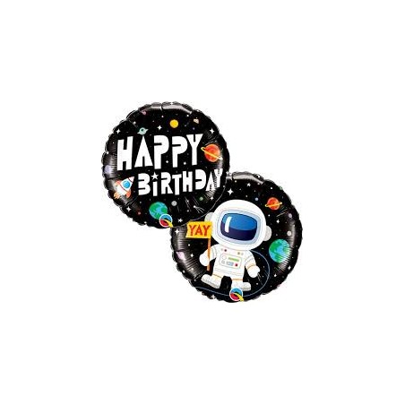 BALLON METALLIQUE HAPPY BIRTHDAY ASTRONAUTE 45 CM 