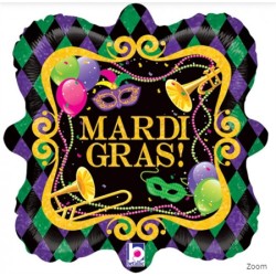 BALLON METALLIQUE 46 CM MARDI GRAS HOLOGRAPHIQUE