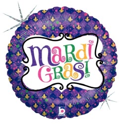 BALLON METALLIQUE 46 CM MARDI GRAS CELEBRATION HOLOGRAPHIQUE