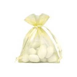 SACHET ORGANZA PAR 10 JAUNE PASTEL