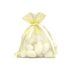 SACHET ORGANZA PAR 10 JAUNE PASTEL