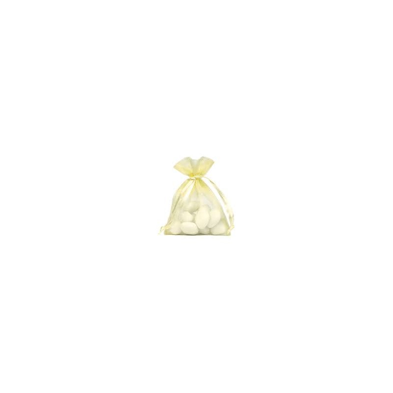 SACHET ORGANZA PAR 10 JAUNE PASTEL