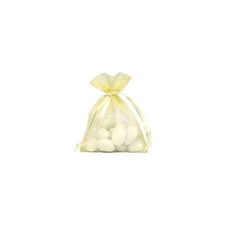 SACHET ORGANZA PAR 10 JAUNE PASTEL