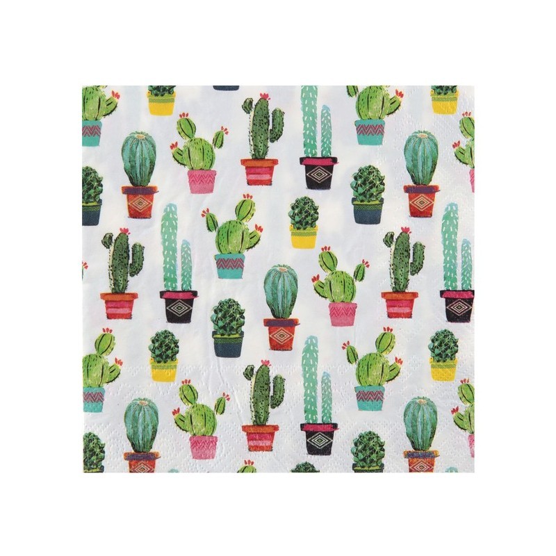 20 SERVIETTES CACTUS 33 X 33 CM