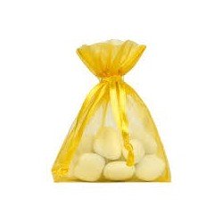 SACHET ORGANZA PAR 10 JAUNE POUSSIN