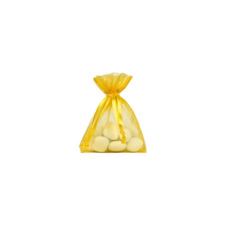 SACHET ORGANZA PAR 10 JAUNE POUSSIN