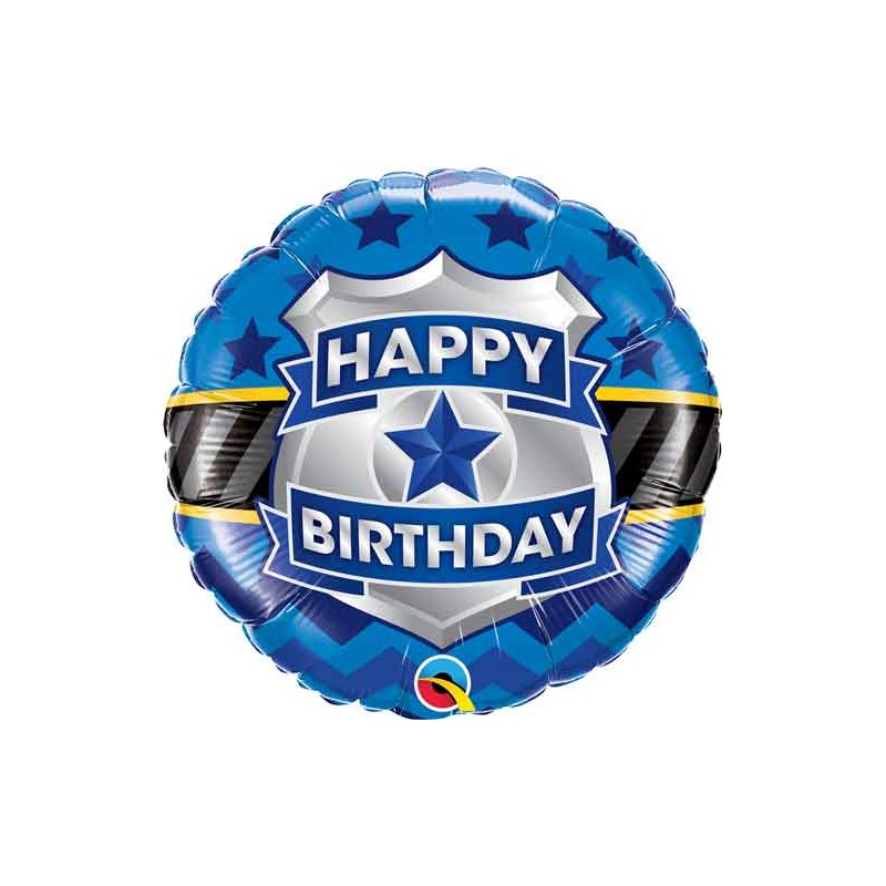 BALLON METALLIQUE ROND 46 CM HAPPY BIRTHDAY BADGE