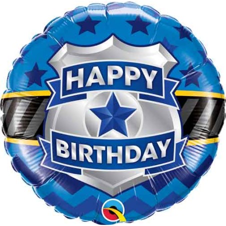 BALLON METALLIQUE ROND 46 CM HAPPY BIRTHDAY BADGE