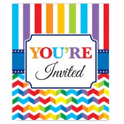 20 INVITATIONS ANNIVERSAIRE MULTICOLORES