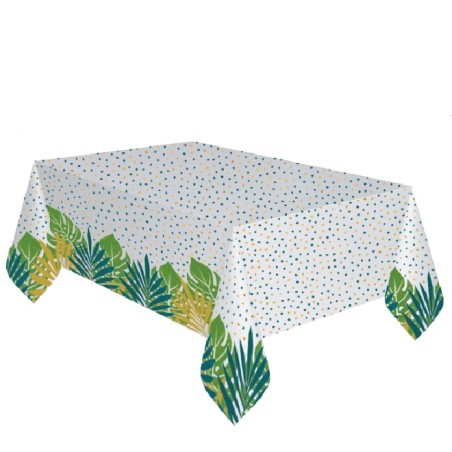 NAPPE EN PAPIER FEUILLES VERTES TROPICALES 120 X 180 CM