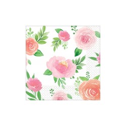 16 SERVIETTES FLORAL BABY 24 X 24 CM