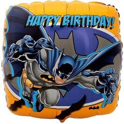 BALLON METALLIQUE CARRE BATMAN  HAPPY BIRTHDAY 43CM