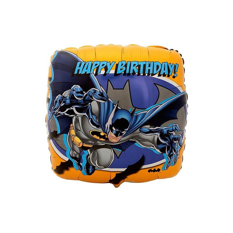 BALLON METALLIQUE CARRE BATMAN  HAPPY BIRTHDAY 43CM