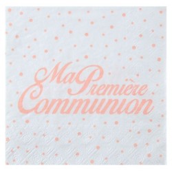 20 SERVIETTES MA PREMIERE COMMUNION CORAIL 33 X 33 CM