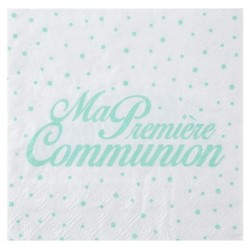 20 SERVIETTES MA PREMIERE COMMUNION MENTHE 33 X 33 CM