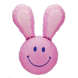 BALLON METALLIQUE TETE DE LAPIN ROSE 94 CM