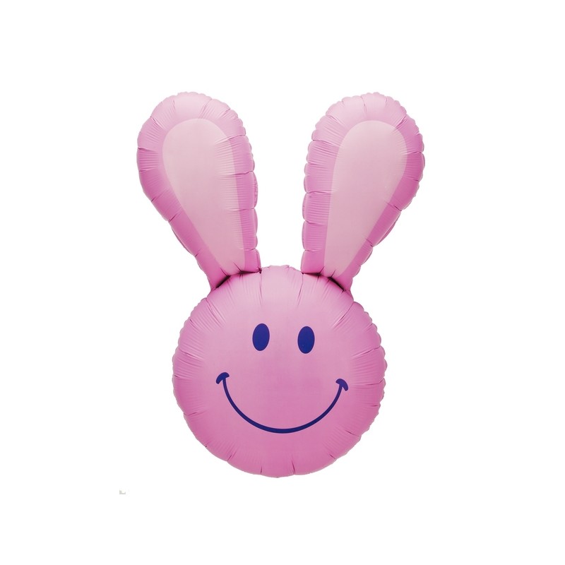 BALLON METALLIQUE TETE DE LAPIN ROSE 94 CM