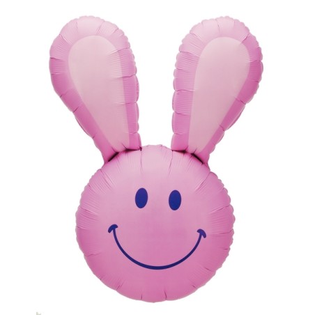 BALLON METALLIQUE TETE DE LAPIN ROSE 94 CM