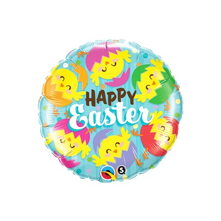 BALLON METALLIQUE ROND HAPPY EASTER 46 CM