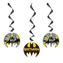 3 DECORATIONS SUSPENDUES EN SPIRAL BATMAN