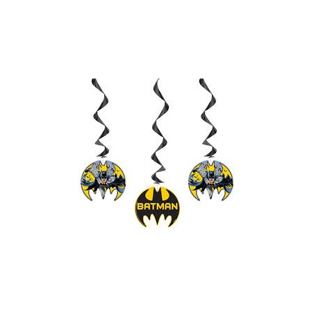 3 DECORATIONS SUSPENDUES EN SPIRAL BATMAN