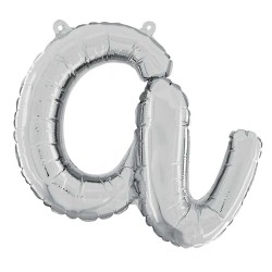 BALLON METALLIQUE LETTRE A SCRIPT ARGENT 35 CM 