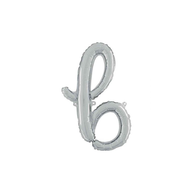 BALLON METALLIQUE LETTRE B SCRIPT ARGENT 35 CM 