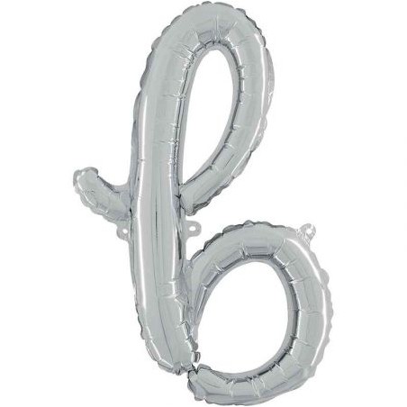 BALLON METALLIQUE LETTRE B SCRIPT ARGENT 35 CM 