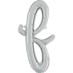 BALLON METALLIQUE LETTRE F SCRIPT ARGENT 35 CM 