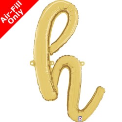 BALLON METALLIQUE LETTRE H CURSIVE OR 36 CM 