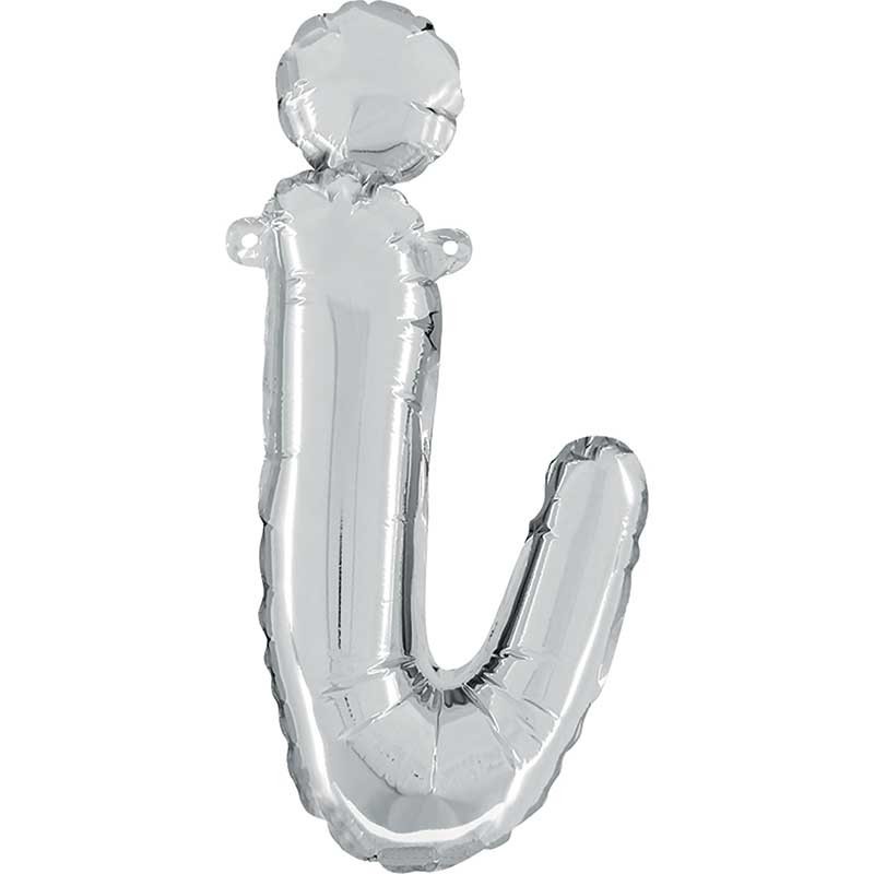 BALLON METALLIQUE LETTRE I SCRIPT ARGENT 35 CM  BALLON METALLIQUE LETTRE I SCRIPT ARGENT 35 CM