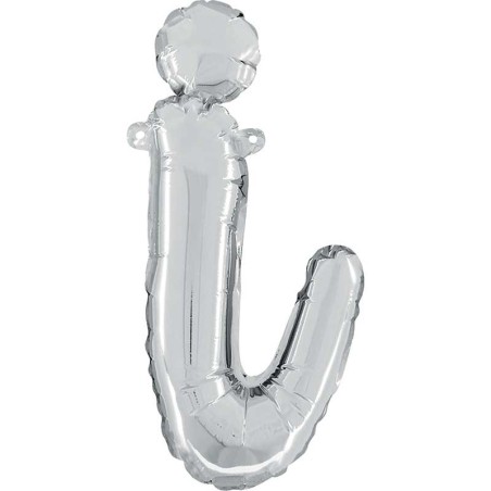 BALLON METALLIQUE LETTRE I SCRIPT ARGENT 35 CM 