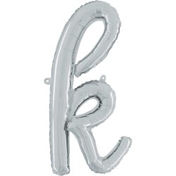 BALLON METALLIQUE LETTRE K SCRIPT ARGENT 35 CM 