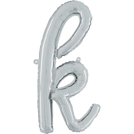 BALLON METALLIQUE LETTRE K SCRIPT ARGENT 35 CM 