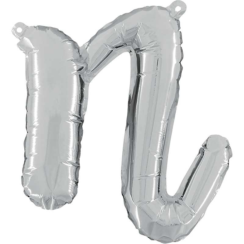 BALLON METALLIQUE LETTRE N SCRIPT ARGENT 35 CM  BALLON METALLIQUE LETTRE N SCRIPT ARGENT 35 CM