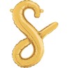 BALLON METALLIQUE LETTRE S CURSIVE OR 36 CM  BALLON METALLIQUE LETTRE S CURSIVE OR 36 CM