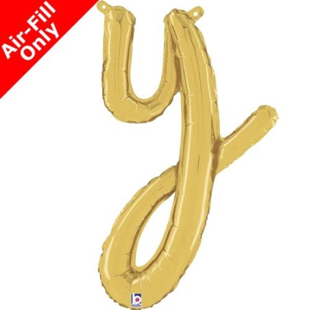 BALLON METALLIQUE LETTRE Y CURSIVE OR 36 CM 
