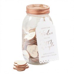 TIRELIRE EN VERRE AVEC COEURS BOIS POUR SOUHAITS