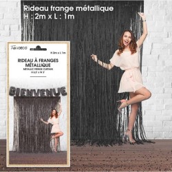 RIDEAU A FRANGES METALIQUE NOIR 