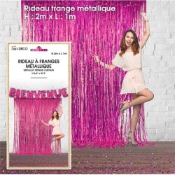 RIDEAU A FRANGES METALLIQUE FUSCHIA 