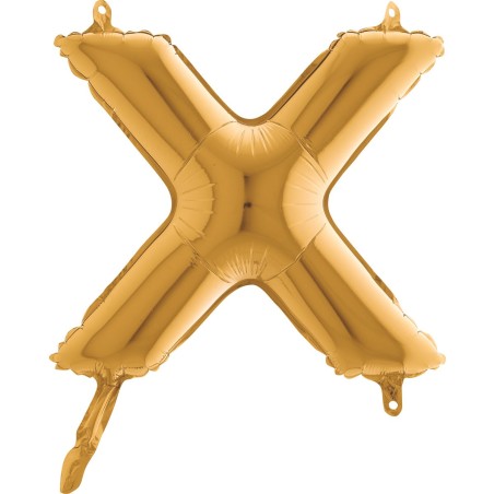 BALLON METALLIQUE LETTRE X OR 35 CM 