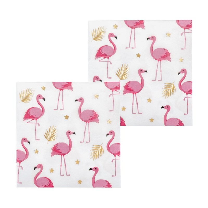 12 SERVIETTES PAPIER FLAMANT ROSE 33 X 33 CM