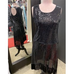 DEGUISEMENT ROBE CHARLESTONE OU DISCO NOIRE GRANDE TAILLE XL