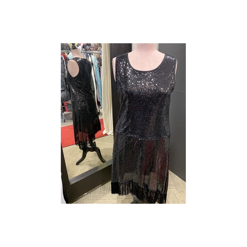 DEGUISEMENT ROBE CHARLESTONE OU DISCO NOIRE GRANDE TAILLE XL  DEGUISEMENT ROBE CHARLESTONE OU DISCO NOIRE GRANDE TAILLE XL
