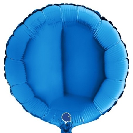 BALLON METALLIQUE ROND BLEU  46 CM 