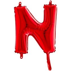 BALLON METALLIQUE LETTRE N ROUGE 35 CM 