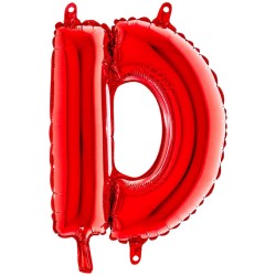 BALLON METALLIQUE LETTRE D ROUGE 35 CM 