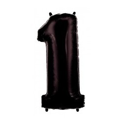 BALLON METALLIQUE CHIFFRE 1 NOIR 100 CM