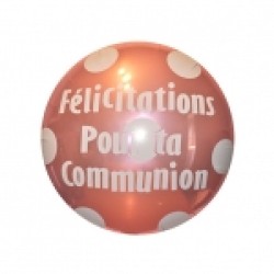 BALLON METALLIQUE ROND FELICITATIONS POUR TA COMMUNION ROSE 46 CM 